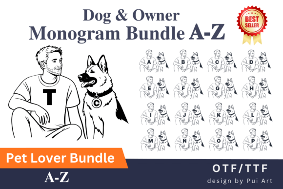 Monogram Magic with Dog and Owner Font